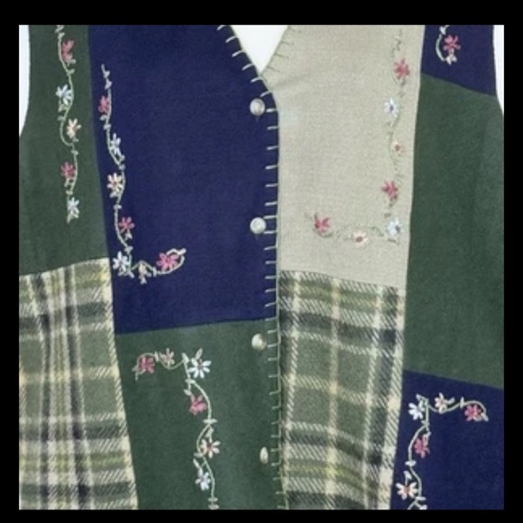 Paul Harris Design Vintage Wool Patchwork Floral Buttoned Vest XL Women's - Picture 3 of 9